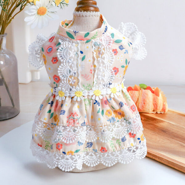 Summer Floral Dress Princess Lace Flower Dog Clothes - Image 3
