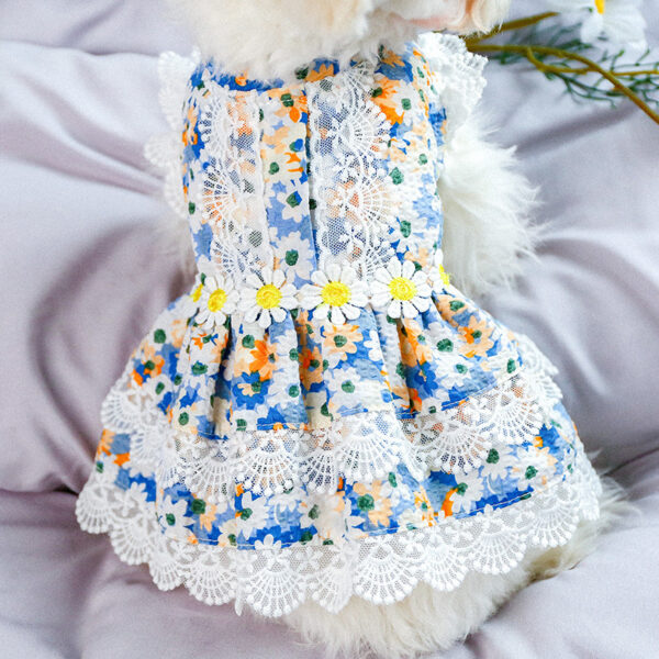 Summer Floral Dress Princess Lace Flower Dog Clothes - Image 5